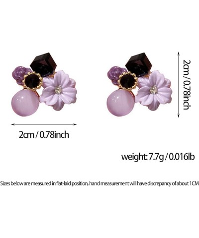 Vintage Stone Crystal Flower Stud Earrings Wedding Party Jewelry for Women Teen Girls purple $7.01 Earrings