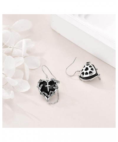 Halloween Earrings for Women 925 Sterling Silver Pumpkin Bat Black Cat Cross Dangle Earrings Hypoallergenic Halloween Jewelry...