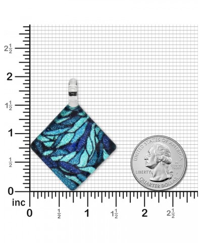 Hand Blown Glass Blue Tone Mosaic Pattern Square Pendant Necklace for Women, 16-18 inches $11.87 Necklaces