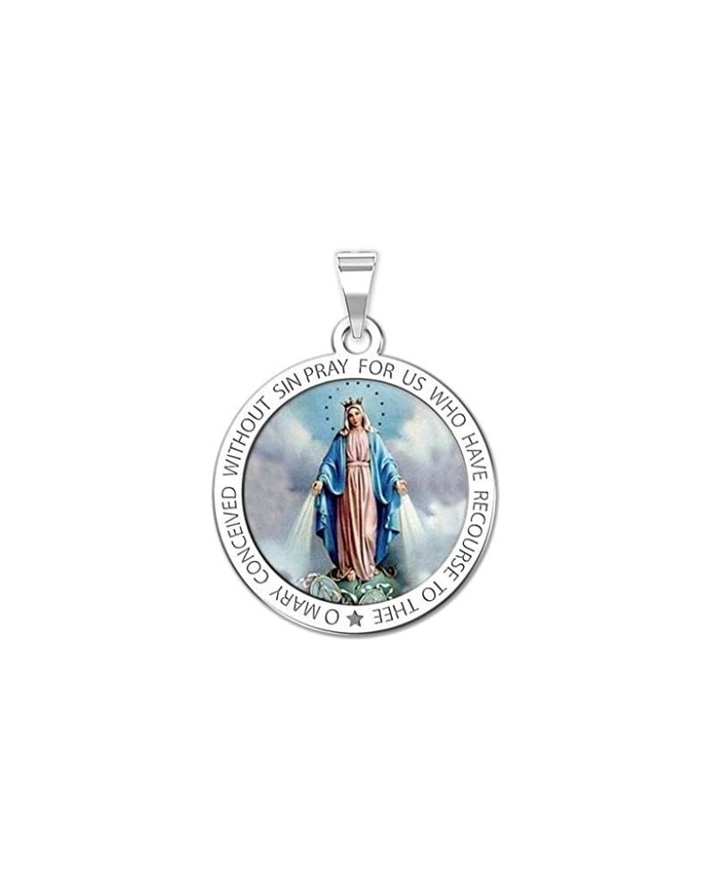 Miraculous Medal Necklace Catholic Virgin Mary Pendant Round Pendants for Women & Men Crafted in 10K/14K Yellow or White Gold...