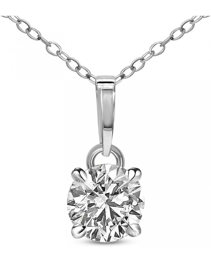 1/4 Carat - 5 Carat | 14K White Gold | IGI Certified Lab Created Diamond Solitaire Pendant Necklace White Gold 2.0 carats $24...