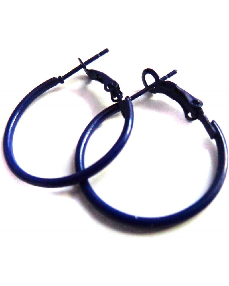 Large Color Hoop Earrings 3 Inch Hoop Earrings Thin Color Hoop Earrings Navy Blue Midnight $6.62 Earrings