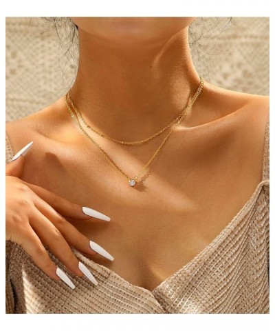 18K Gold Plated Dainty Necklaces for Women, Trendy Herringbone Gold Choker Necklace, Simple Layered Diamond Necklaces for Tee...