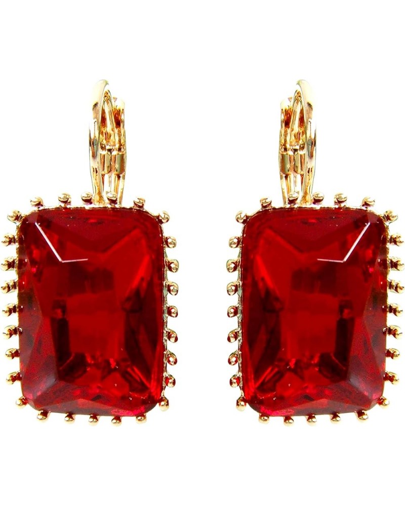 18k Gold Plated Multicolor Square Zircon Hook Leverback Earrings Red $9.17 Earrings