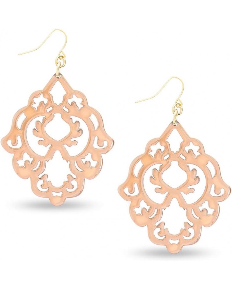 Acrylic Resin Colorful Scroll Design Drop and Dangle Earrings for Women Beige $13.34 Earrings