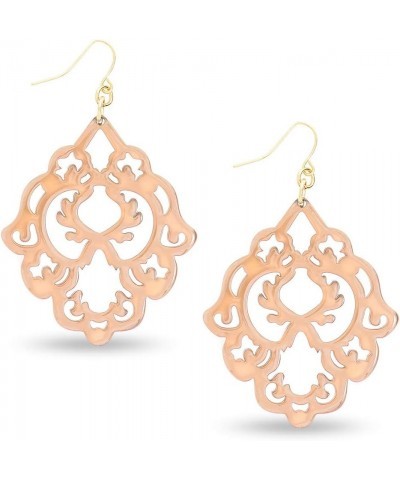 Acrylic Resin Colorful Scroll Design Drop and Dangle Earrings for Women Beige $13.34 Earrings