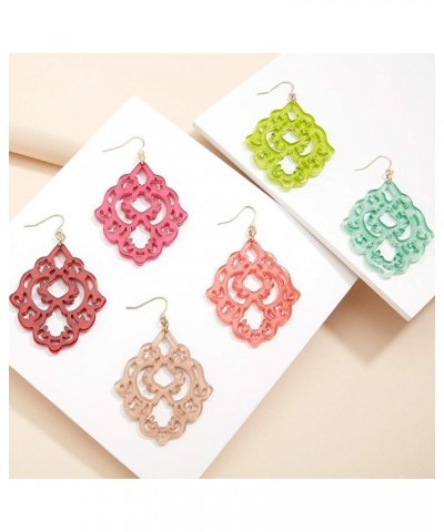 Acrylic Resin Colorful Scroll Design Drop and Dangle Earrings for Women Beige $13.34 Earrings