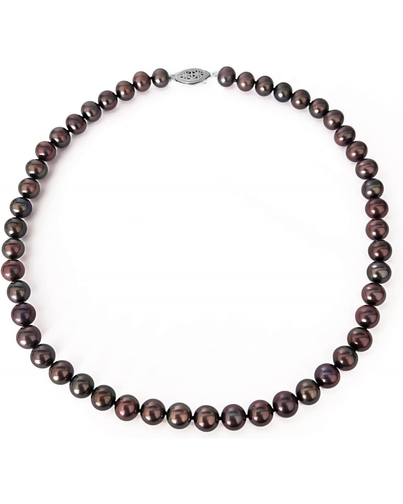 Black Freshwater Cultured Pearl Necklace with Red Overtone AAAA Quality Sterling Silver Clasp (8-8.5mm), 17 $88.15 Necklaces