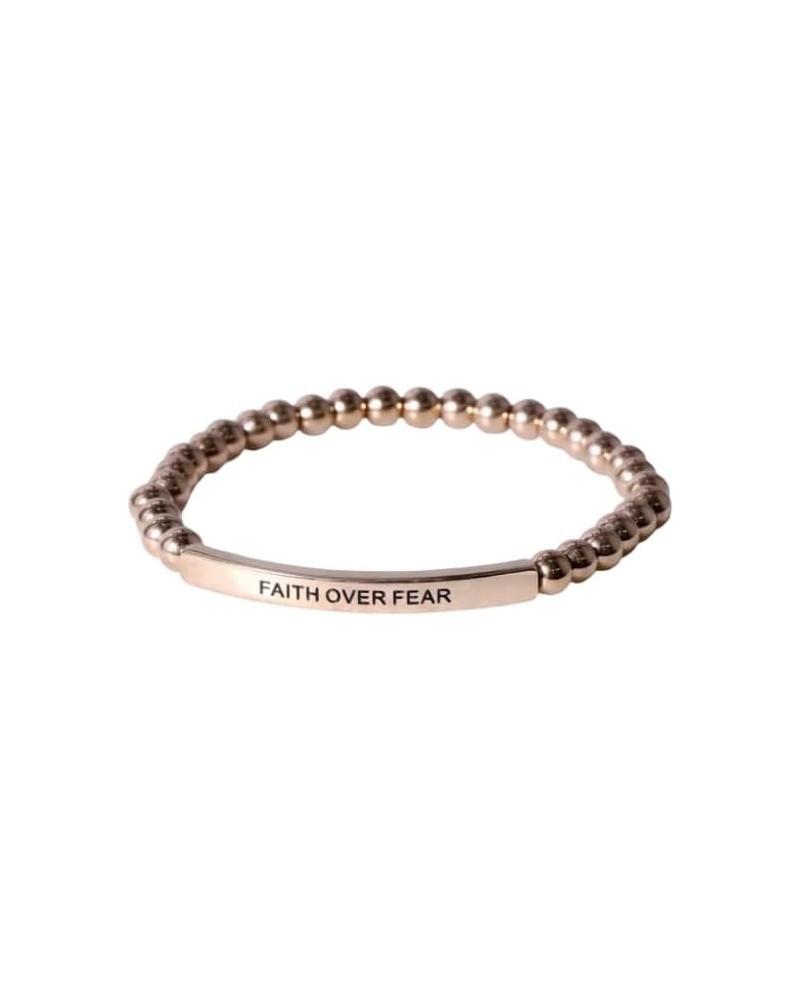 Hope Collection Unisex Stretchable Bracelets (FAITH OVER FEAR) Rose Gold Medium (7.1-8 inches) $17.97 Others