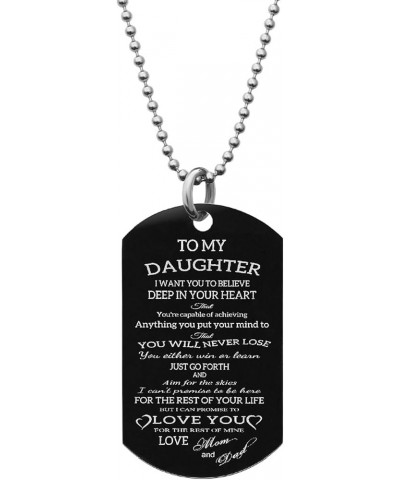 To My Daughter Love Dad Mom Family Personalized Engraved Custom Photo Text Dog Tag Keychain Ball Chain Necklace 24 Pre-engrav...