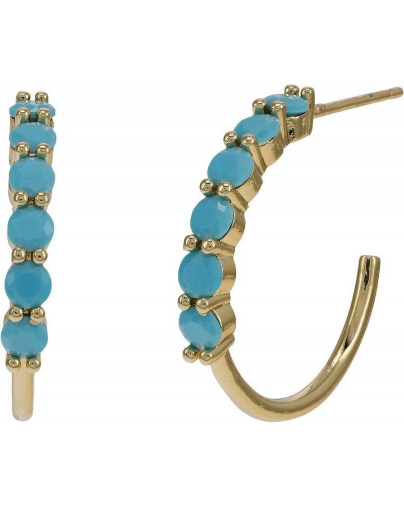 Alexandria Midi Hoop Earrings One Size Gold/Turquoise $10.75 Earrings