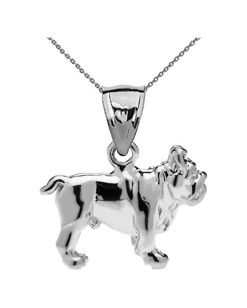 Solid Sterling Silver Bulldog Charm Pendant Necklace 20.0 Inches $16.79 Necklaces