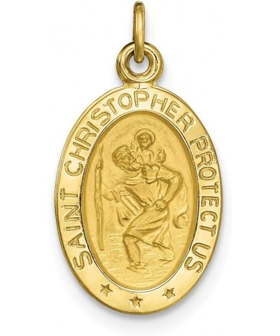 10K Yellow Gold Solid Satin Polished St. Christopher Pendant $70.47 Pendants