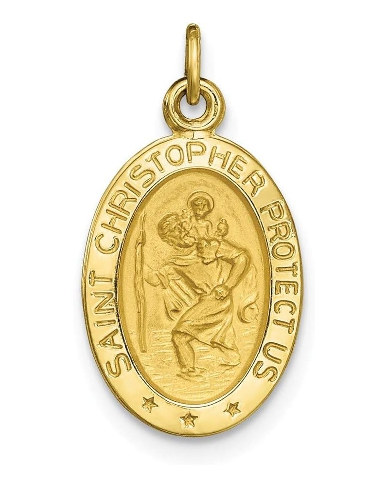 10K Yellow Gold Solid Satin Polished St. Christopher Pendant $70.47 Pendants