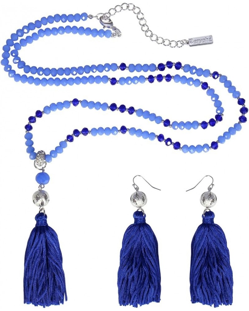 Long Beaded Strand Necklace with Tassel for Women Fashion Jewelry White, 33 inches Royal Blue $10.91 Necklaces