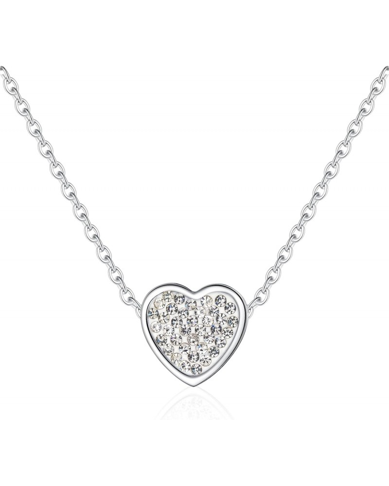 Bolkopess Silver Heart Necklaces for Women Small Heart Pendant Necklace for Girls 14K White Gold Plated Cubic Zirconia Tiny D...