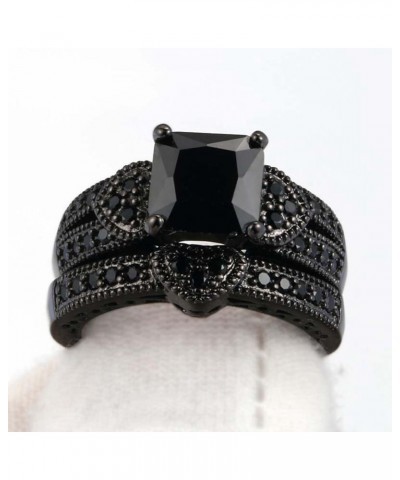 Couple Ring His Hers Women Black Gold Filled Cz Men Stainless Steel Bridal Sets Wedding Band Women's size 8 & Men's size 13 $...