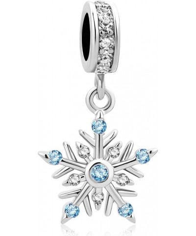 LovelyJewelry Snowflake Dangle Charm Beads For European Bracelets Blue $8.70 Bracelets