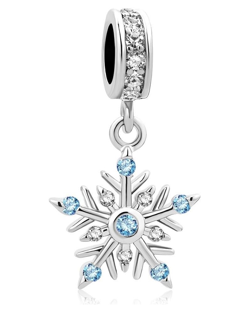 LovelyJewelry Snowflake Dangle Charm Beads For European Bracelets Blue $8.70 Bracelets