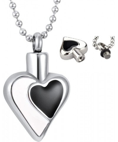 Stainless Steel Heart Shaped Ash Urn Keepsake Loved Ones Memorial Pendant Necklace Silver Black $5.59 Necklaces