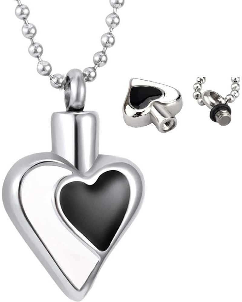 Stainless Steel Heart Shaped Ash Urn Keepsake Loved Ones Memorial Pendant Necklace Silver Black $5.59 Necklaces