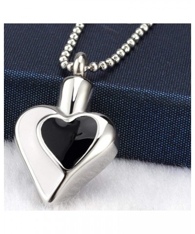 Stainless Steel Heart Shaped Ash Urn Keepsake Loved Ones Memorial Pendant Necklace Silver Black $5.59 Necklaces