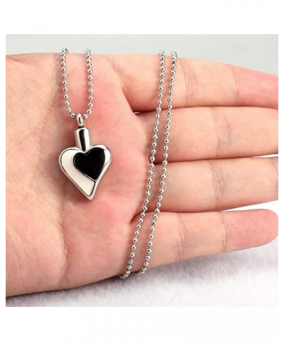 Stainless Steel Heart Shaped Ash Urn Keepsake Loved Ones Memorial Pendant Necklace Silver Black $5.59 Necklaces