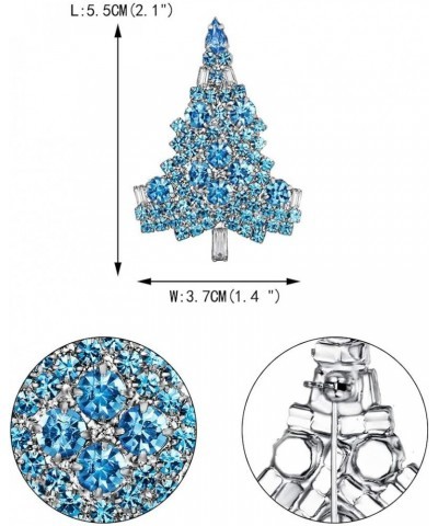 Women's Austrian Crystal Art Deco Daily Christmas Tree Brooch Sea Blue Silver-Tone $10.44 Brooches & Pins