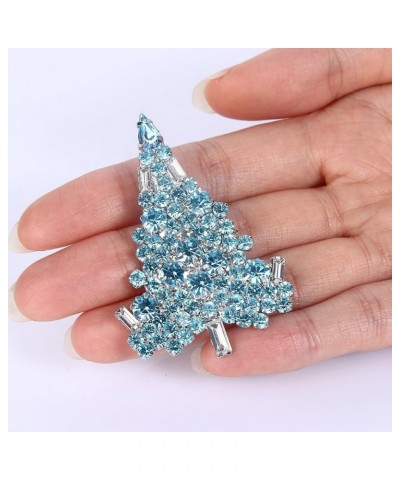 Women's Austrian Crystal Art Deco Daily Christmas Tree Brooch Sea Blue Silver-Tone $10.44 Brooches & Pins