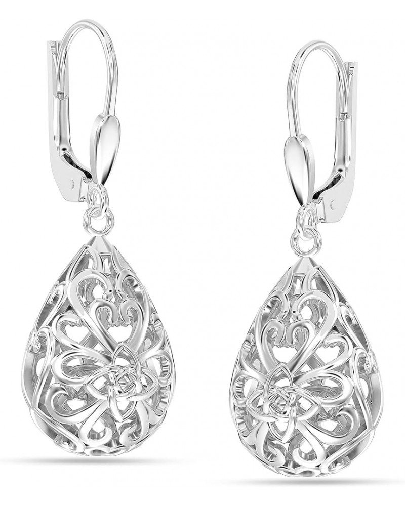 925 Sterling Silver Leverback Earrings Lightweight Teardrop Lever-Back Drop Dangle Earring for Women Celtic Filigree $15.92 E...