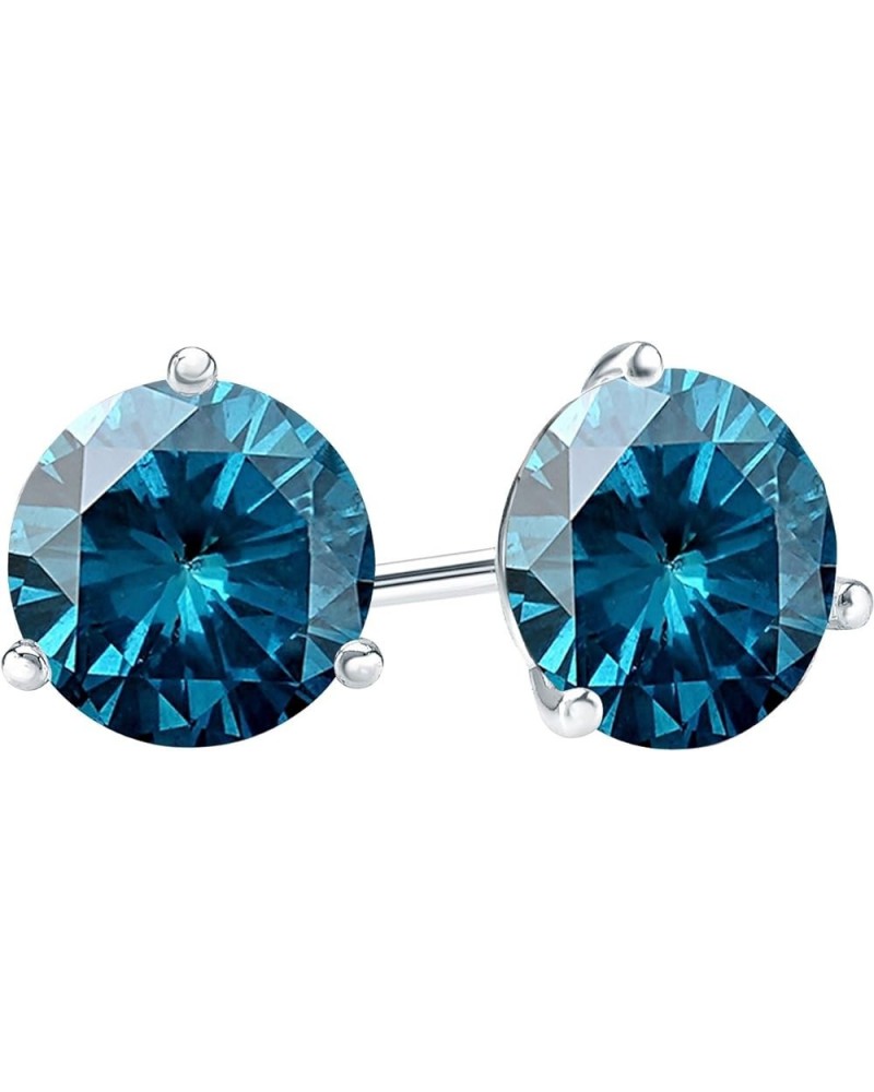 1/2-10 Carat Total Weight Blue Diamond Stud Earrings 3 Prong Push Back Platinum 0.5 carats $261.66 Earrings