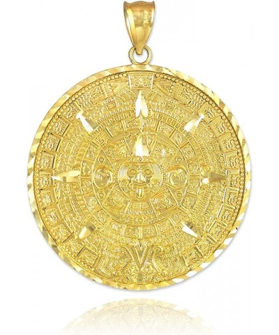 10K Yellow Gold Round Aztec Mayan Calendar Charm Pendant - Choice of Size 3. Large (1.6") $194.48 Pendants