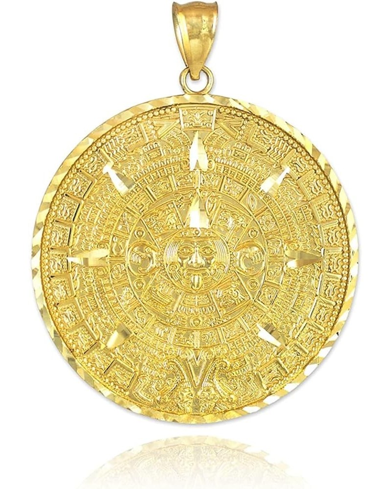 10K Yellow Gold Round Aztec Mayan Calendar Charm Pendant - Choice of Size 3. Large (1.6") $194.48 Pendants