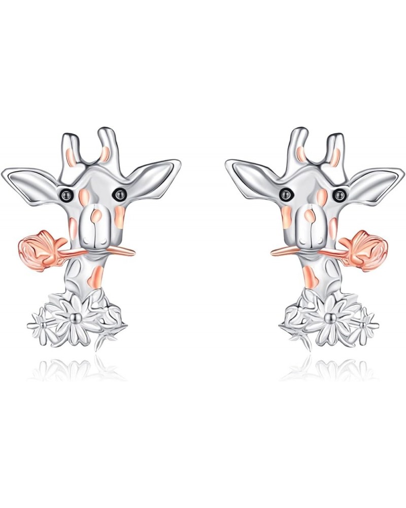 Frog/Giraffe/Cow/Cat/Chicken/Bunny/Axolotl/Pig/Mermaid/Bee Earrings 925 Sterling Silver Cute Animal Stud Earrings Frog Animal...