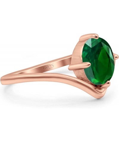 V Art Deco Wedding Ring Oval Simulated Cubic Zirconia 925 Sterling Silver Rose Tone, Simulated Green Emerald CZ $13.79 Rings