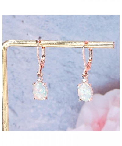 Opal Dangle Earrings for Women Trendy 14k Gold Plated Drop Dangle Earrings Created Fire Opal Drop Earrings Hypoallergenic Bir...