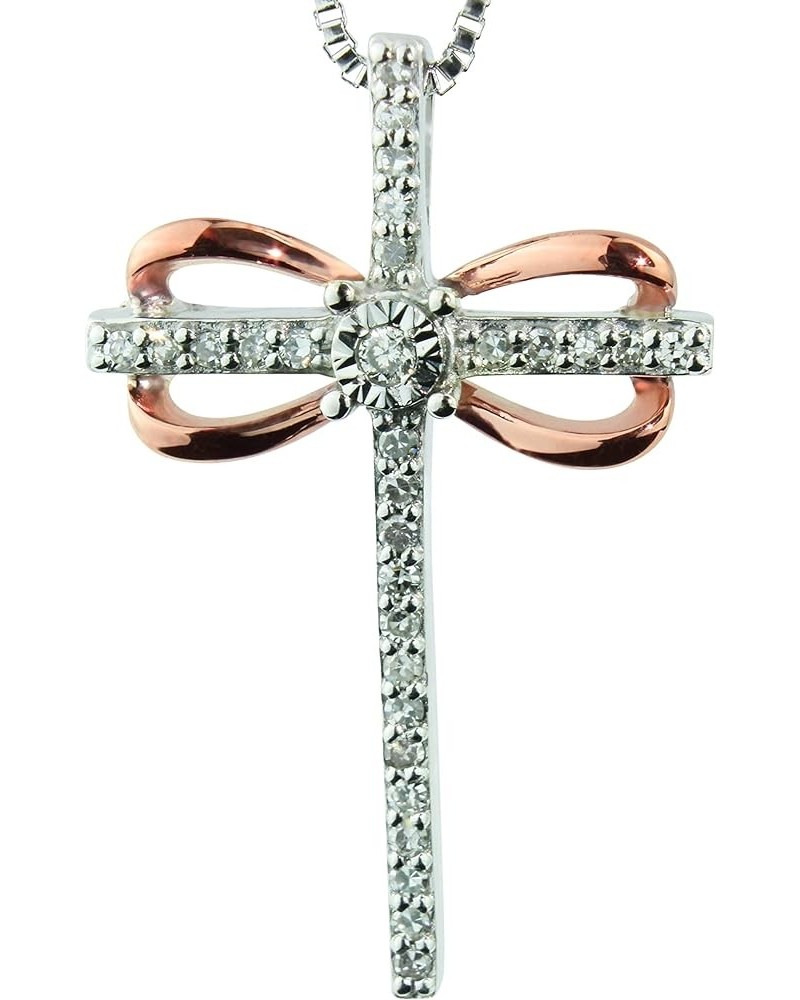 Heartland By Beverley Mitchell Genuine Diamond Classic Cross Pendant with Matching 18" Rope Chain - Choice of Metal and Color...