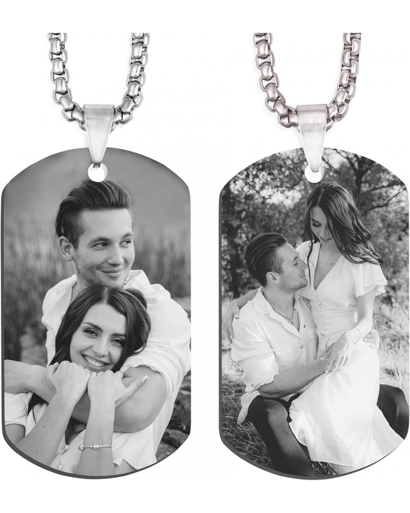 Personalized Custom Photo and Message Pendant Necklace，Picture Necklace for Men Women,Memorial Jewelry with Keychain,Customiz...