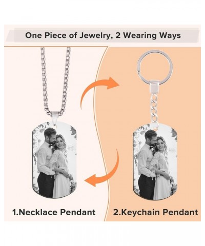 Personalized Custom Photo and Message Pendant Necklace，Picture Necklace for Men Women,Memorial Jewelry with Keychain,Customiz...