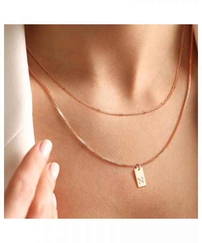 Dainty Gold Initial Necklaces for Women Girls | Trendy Tag Layered Letter Necklace 14K Gold Plated Gift Jewelry Rose Gold N $...