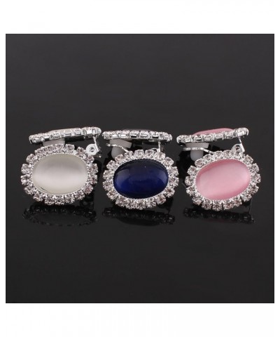 Bridal Rhinestone Opal Oval Shape Clip on Earrings for Women Charm Jewelry No Hole Ear Clip pink $7.27 Earrings