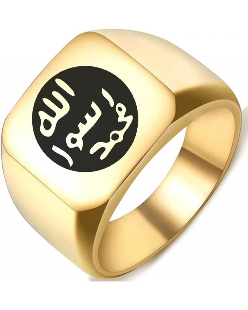 Engraved The Seal of The Prophet Muhammad Silver Stainless Steel Men's Womens Messenger of God Ring 5.Gold 14MMx15MM $6.43 Rings