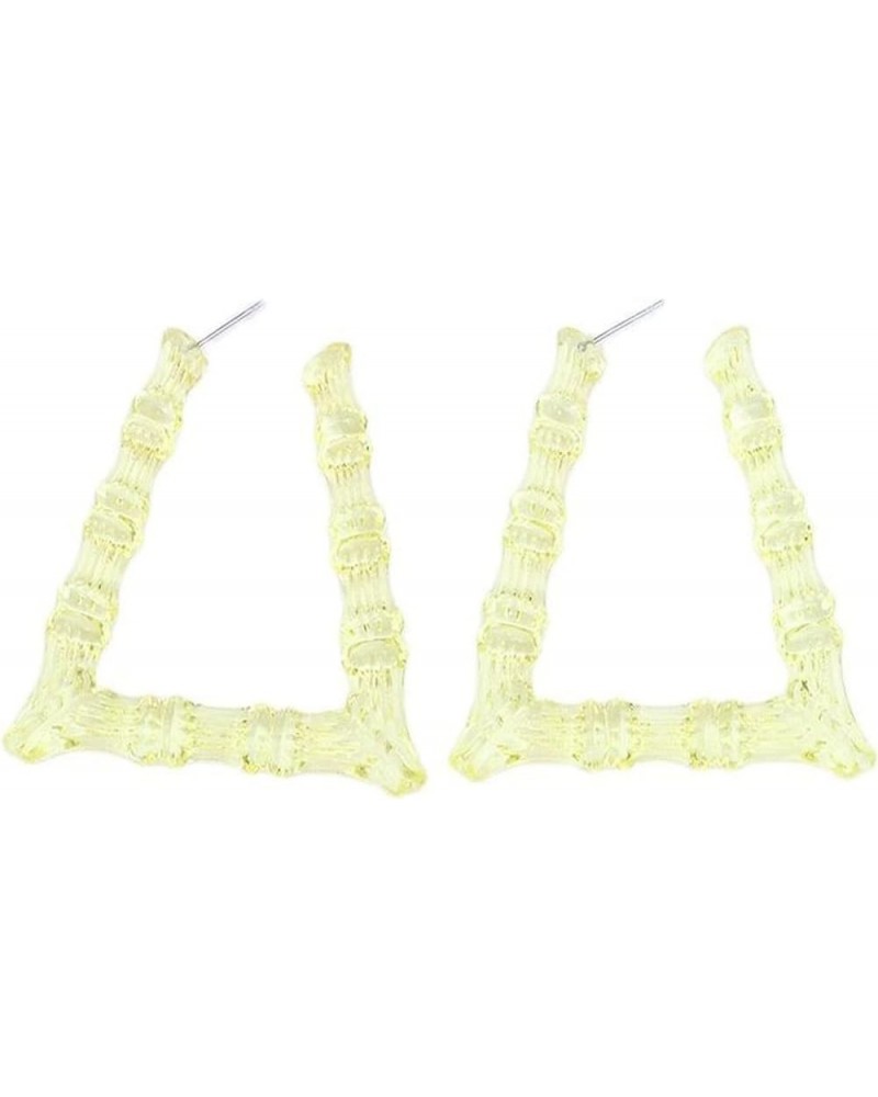 Retro Colorful Neon Acrylic Bamboo 80 90's Party Costume Accessories Large Hoops Drop Dangle Lightweight Earrings Statement V...