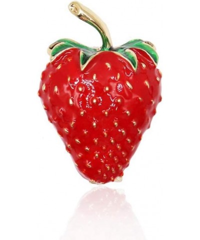 Cute Enamel Brooch Pins for Women Gift Strawberry Dripping Oil Red Fruit Brooches $6.95 Brooches & Pins