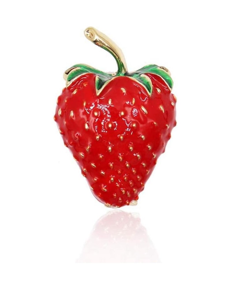 Cute Enamel Brooch Pins for Women Gift Strawberry Dripping Oil Red Fruit Brooches $6.95 Brooches & Pins