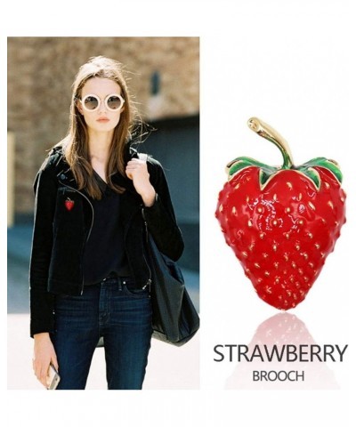 Cute Enamel Brooch Pins for Women Gift Strawberry Dripping Oil Red Fruit Brooches $6.95 Brooches & Pins