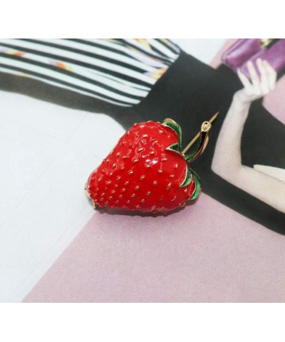 Cute Enamel Brooch Pins for Women Gift Strawberry Dripping Oil Red Fruit Brooches $6.95 Brooches & Pins