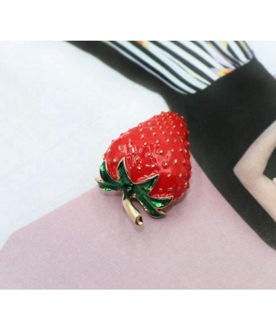 Cute Enamel Brooch Pins for Women Gift Strawberry Dripping Oil Red Fruit Brooches $6.95 Brooches & Pins