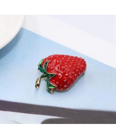 Cute Enamel Brooch Pins for Women Gift Strawberry Dripping Oil Red Fruit Brooches $6.95 Brooches & Pins