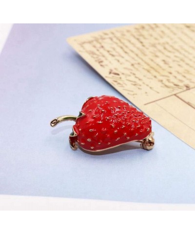 Cute Enamel Brooch Pins for Women Gift Strawberry Dripping Oil Red Fruit Brooches $6.95 Brooches & Pins